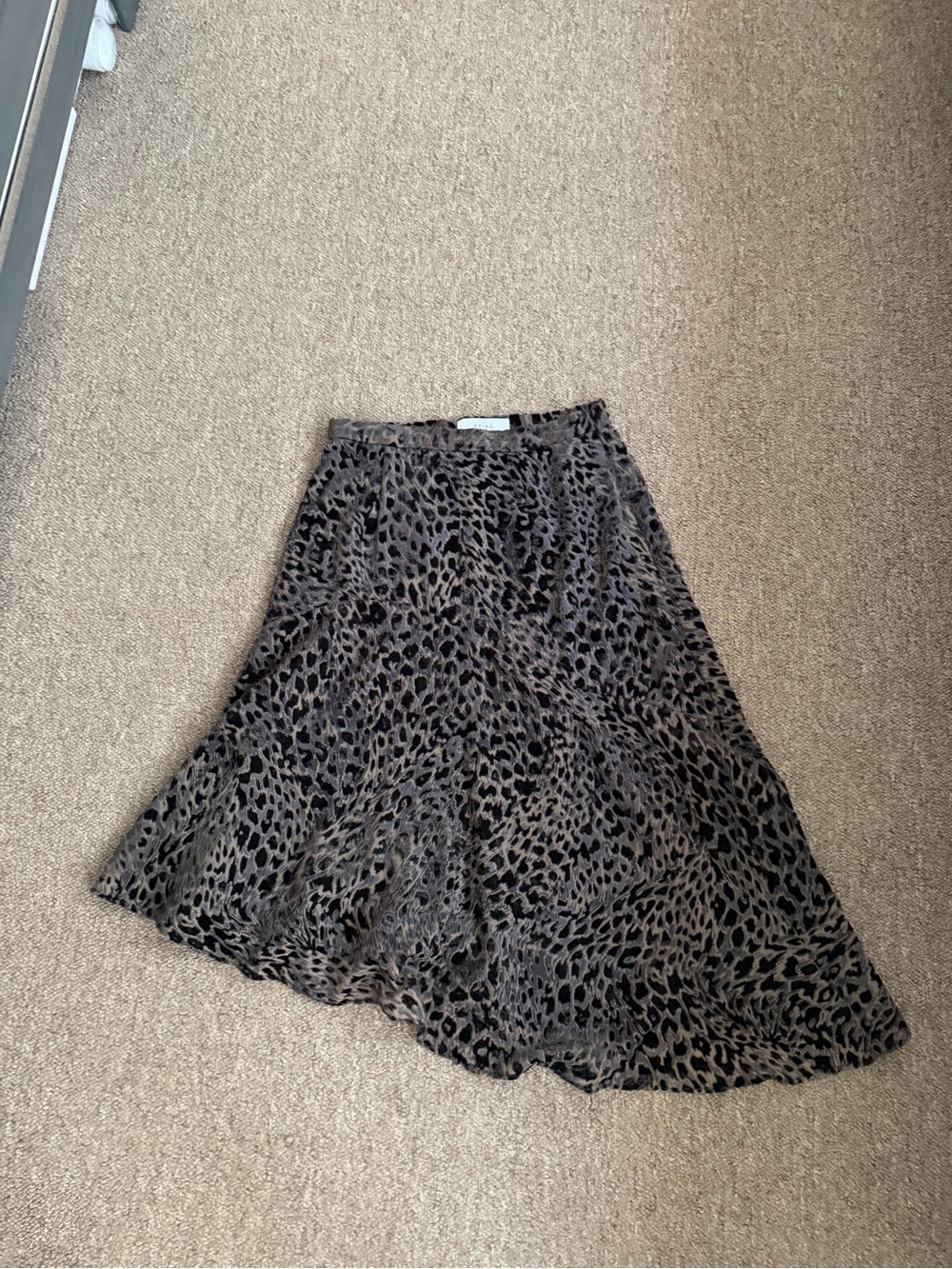 Reiss Brown and Black Leopard Print asymmetrical Skirt